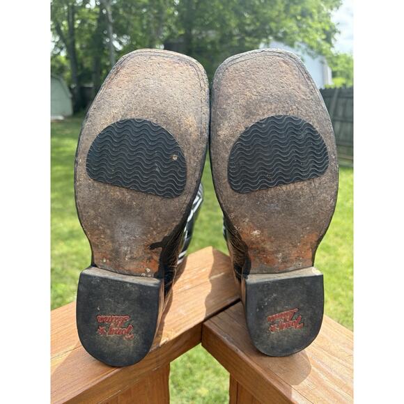 Tony Lama Men’s Cowboy Boots Size 9.5EE Black Leather Square Toe TL3000 main image 6